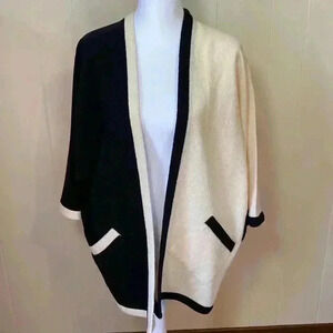 CHANEL Two-Tone Black and Cream Cape Jacket